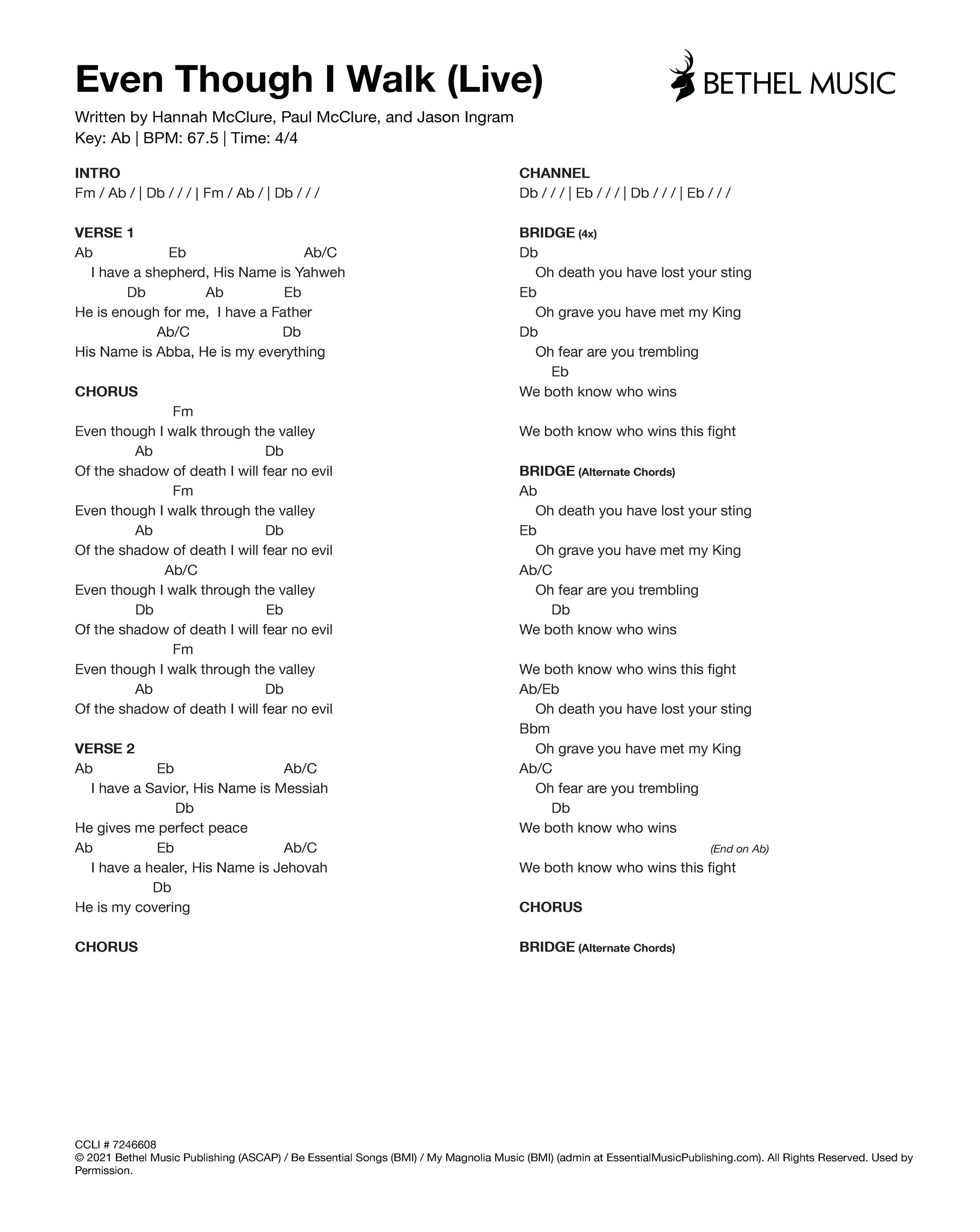 Rap Song Even Though I Walk Through The Valley Bethel Music | Even Though I Walk (Live)