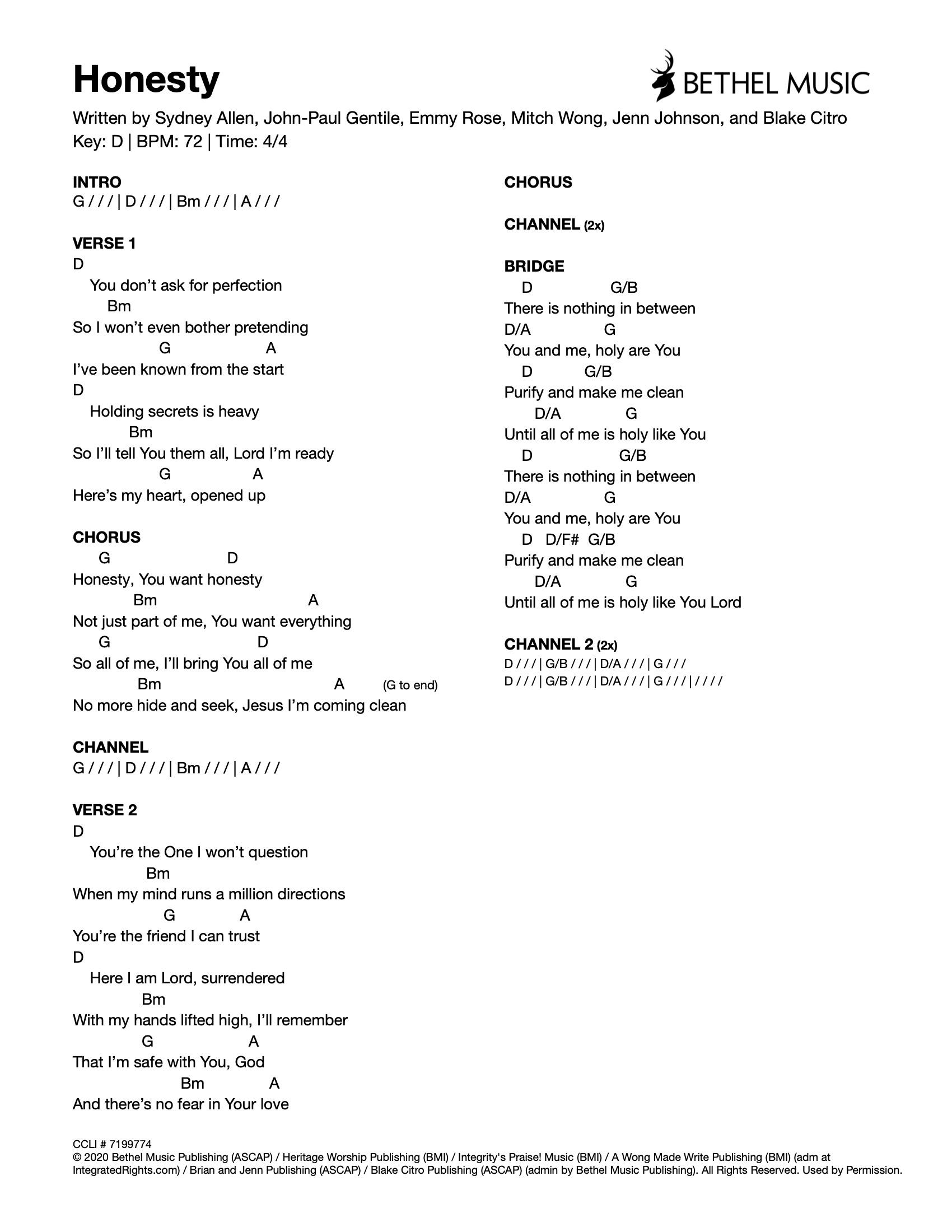 Lyrics and chords