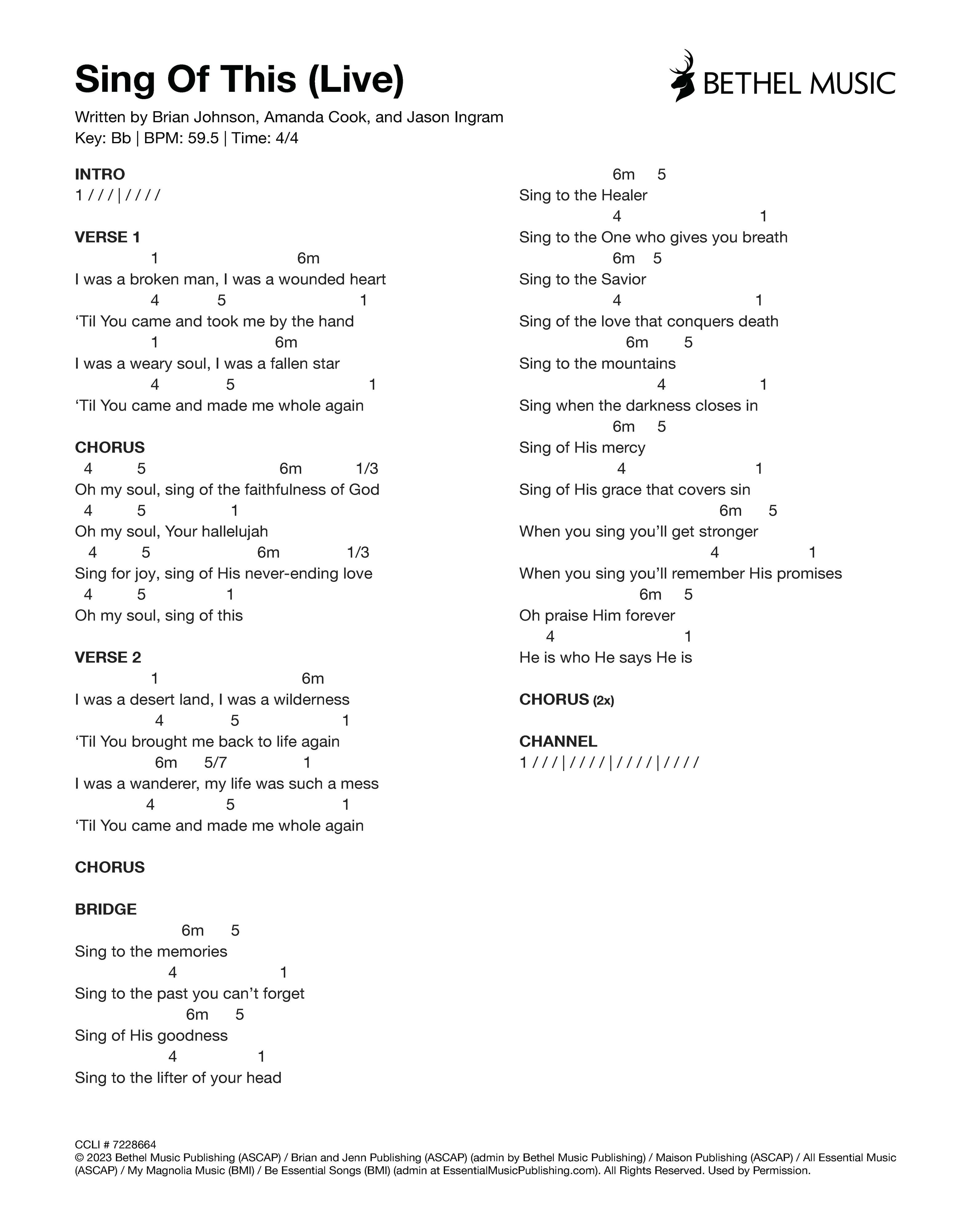 Sing Chart Bethel Music | Sing Of This (Live)
