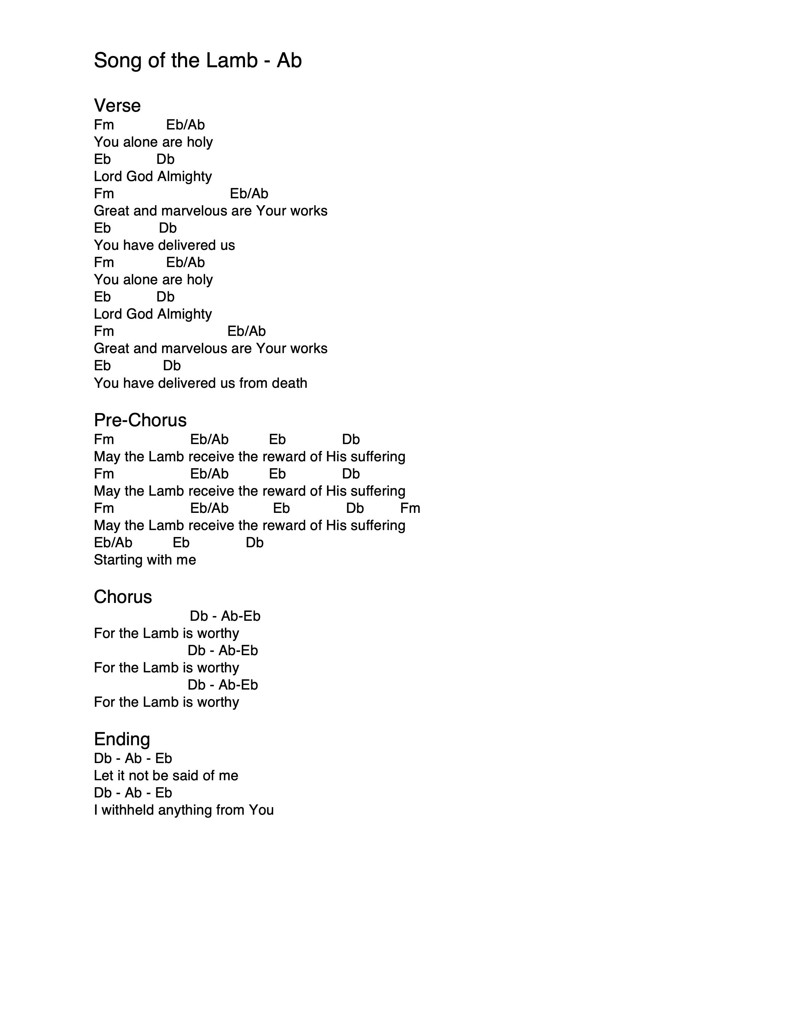 Behold The Lamb Lyrics and Chords, PDF, Sacrifice