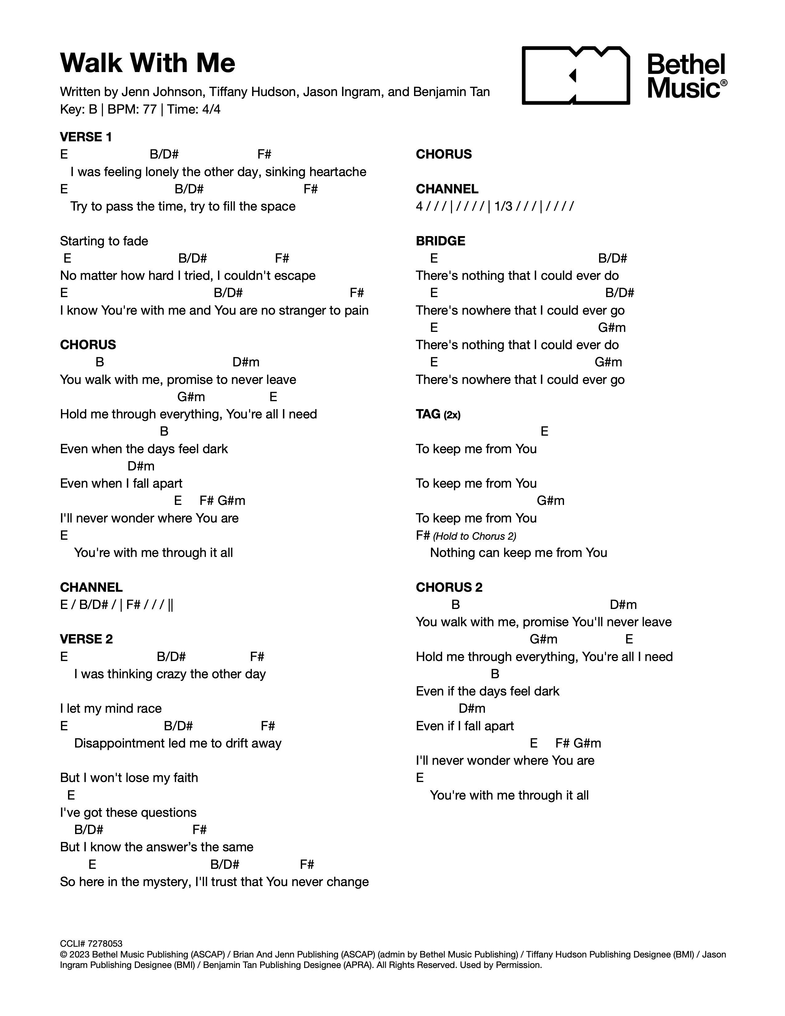 Walk With Me Script Bethel Music | Walk With Me